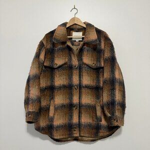 American Eagle | Lined Brushed Plaid Neutral Tone Jacket - Size M